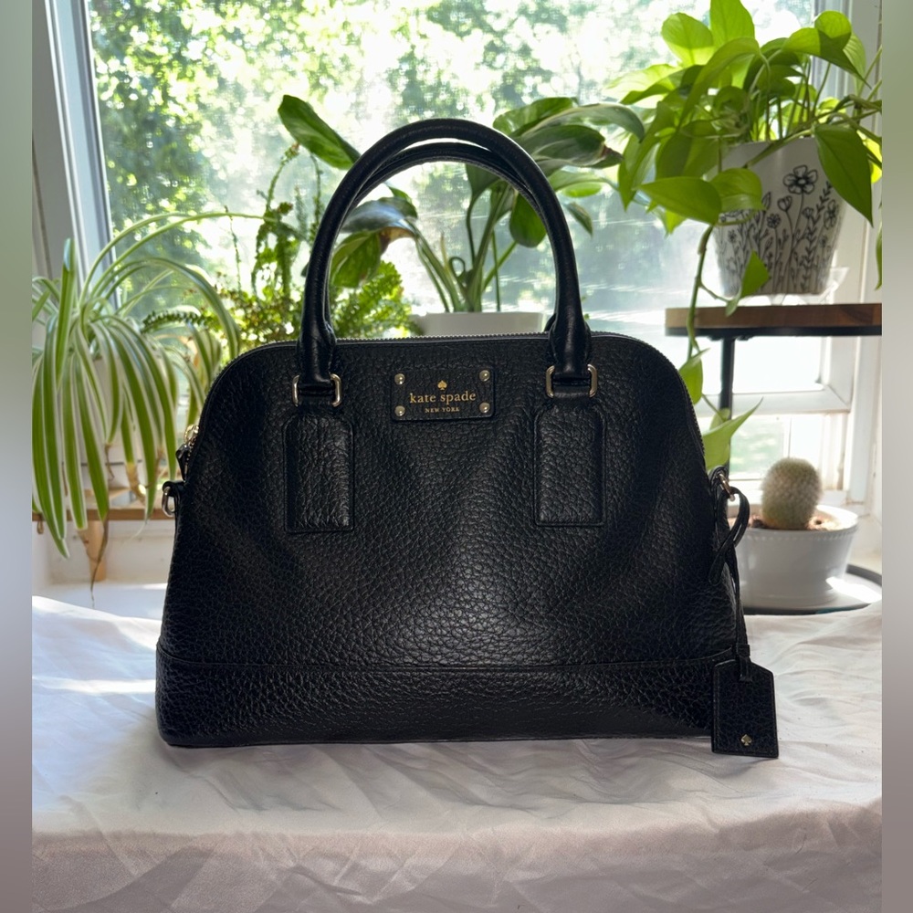 kate spade Black Pebbled Leather Satchel with Top Handles - Picture 7 of 15